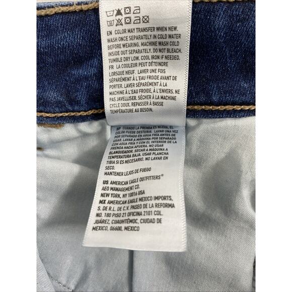 American Eagle Jeans Womens Size 4R Hi Rise‎ Jegging Destroyed Dark Wash Denim - Picture 6 of 13